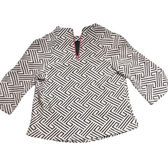 ANTHROPOLOGIE W5 Women's Black/White Geo Print Back Zip Sweater - Picture 2 of 3